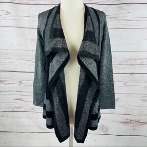 Melissa Paige black silver sparkling ruffle front sweater